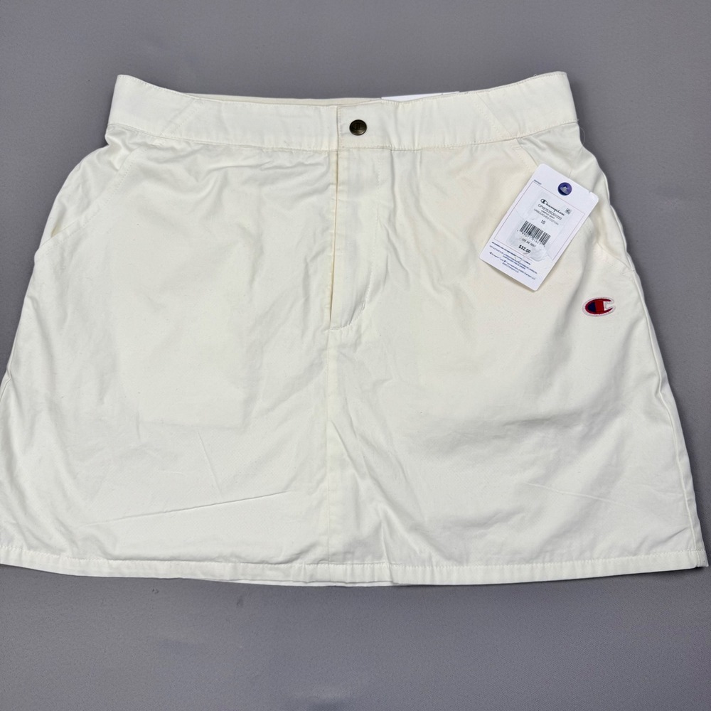 Champion Campus Skirt Womens 10 Unbleached Cotton‎ Cream Mini Mesh Lined New